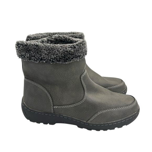 Khombu Addison Dark Gray Pebbled Vegan Leather Faux Fur Water Repellent Boots - Picture 6 of 10